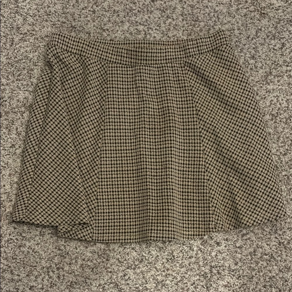 Black and Tan Mini A-Line Skirt Pleated Workwear